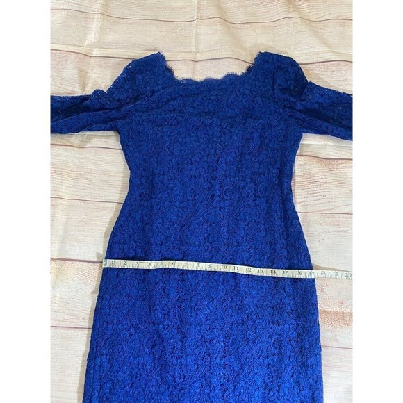 Cache Women's Blue Half Sleeve Lace Cocktail Dress - 10 - Picture 7 of 13